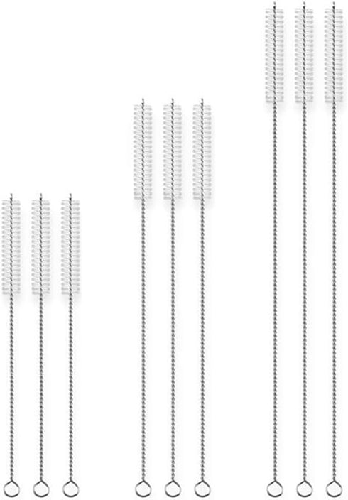 Drinking Straw Cleaner Brush Kit Straw Brushes 9 Pcs 3 Size Straw Cleaner Brush Reusable Extra Long Pipe Cleaners for Tumbler, Sippy Cup, Bottle a...
