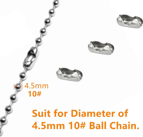 20pcs 10# (4.5mm) Blinds Pull Cord Connector Stainless Steel Ball Chain Connector Clasps Fit for Beaded Ball Chain Silver Tone...