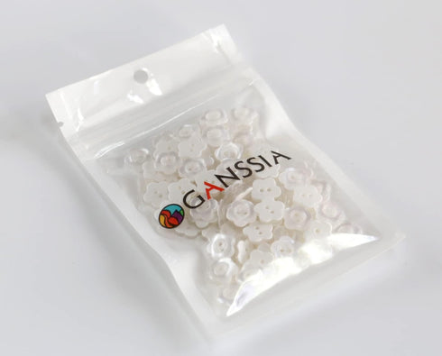 200pcs 12.5mm (1/2 inch) Flower Shape Buttonss Translucent White Resin Button for Sewing Blouse Shirt DIY Scrapbooking Pack of 200pcs...