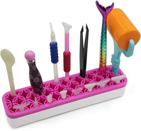 NX Garden Brush Storage Box Sew Desktop Organizers Diamond Painting Pen Holder Sewing Craft Tool Holder, Rose Red...
