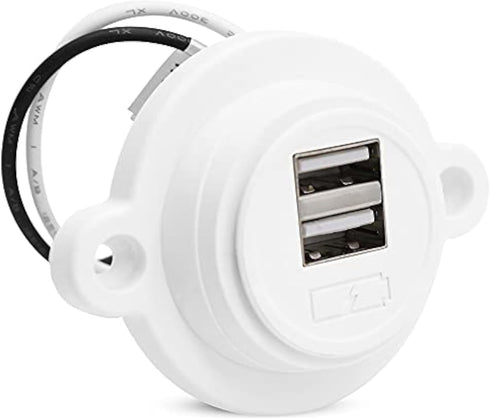 Facon 12V RV USB Charger Socket, Dual RV USB Outlet (5V / 2.4A), Super Slim Wall Mount 12V USB Outlet, for RV Trailer Camper Boat Marine Motorhome...