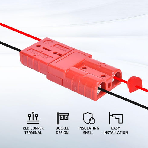 4 Pcs 6-10 Gauge Anderson Connector Plug 50A 12-36V Battery Quick Connector Red Battery Quick Disconnect Wire Harness Plug Kit for Winch Car Auto ...