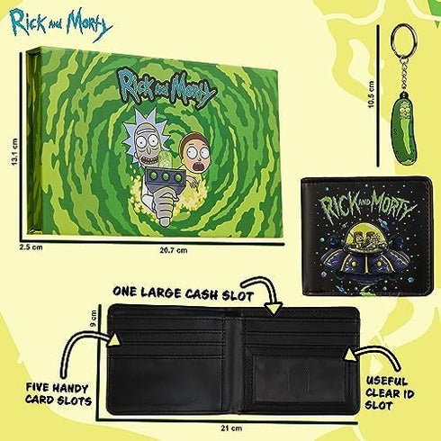 RICK AND MORTY Card Wallet and Keyring Set for Men Teenagers - Card Slots ID Pocket Groot Mens Wallet - Gifts for Men...