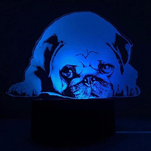 3D Cute Pug Dog Night Light Remote Control Power Touch Table Desk Optical Illusion Lamps 16 Color Changing Lights Home Decoration Xmas Birthday Gi...