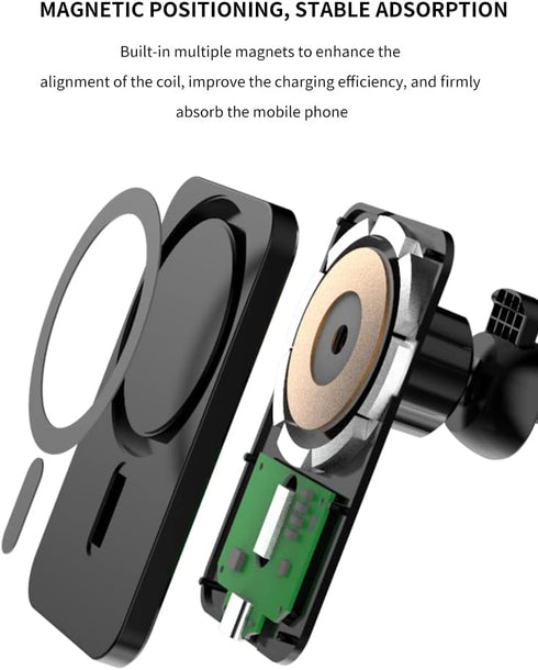 KAPAN Magnetic Wireless Car Charger 15W Wireless Car Charger Compatible with iPhone 12/13/14 Pro/Pro Max/mini/14 Plus, Samsung Galaxy S6 / S7/S8/S...