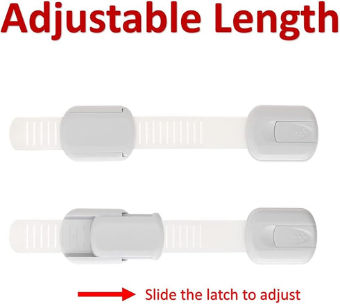 Generic Child Safety Cabinet Strap Locks - Adjustable for Closets Drawers Appliances Fridge Oven Dishwasher Toilet Windows Doors, Adhesive Pads Ea...