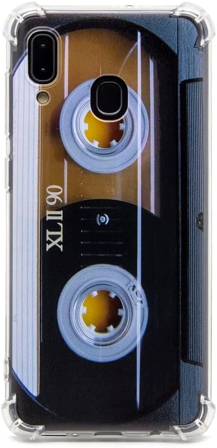 Case for Galaxy A20 with Reinforced Corners TPU Soft Bumper Retro Music Cassette Tape Case Compatible with Samsung Galaxy A20/A30...