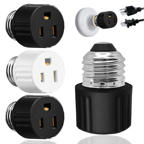 3 Packs 3 Prong Light Socket to Plug Adapter,E26/E27 Light Socket Outlet,Polarized Light Socket Adapter,2/3 Prong Outlet Socket Splitter Converter...