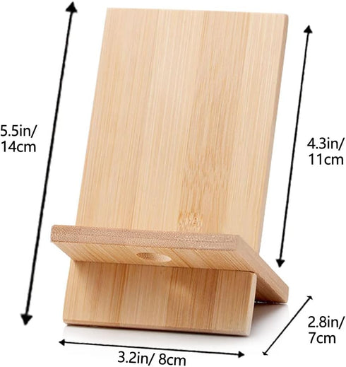 Bamboo Cell Phone Stand with Charging Hole, Detachable Wood Mobile Phone Holder for Desk Tablet Stand Wooden Desktop Dock Cradle for iPhone iPad S...