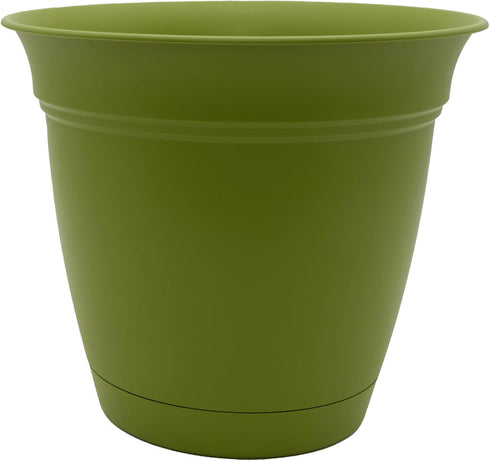 The HC Companies 10 Inch Eclipse Round Planter with Saucer - Indoor Outdoor Plant Pot for Flowers, Vegetables, and Herbs, Peridot...
