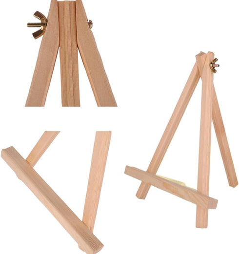 9.45 Inch Adjustable Mini Wood Easels Tabletop Painting Easel Stand for Artist Cards Phone Photos, Portable Triangle Tabletop Canvas Holder for Pa...