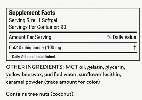 Nutri-Rich CoQ10 HIGH POTENCY 100mg coenzyme Q10, Ubiquinone, Antioxidant for Heart Health & Cellular Energy, Naturally Fermented, for Aging & Sta...