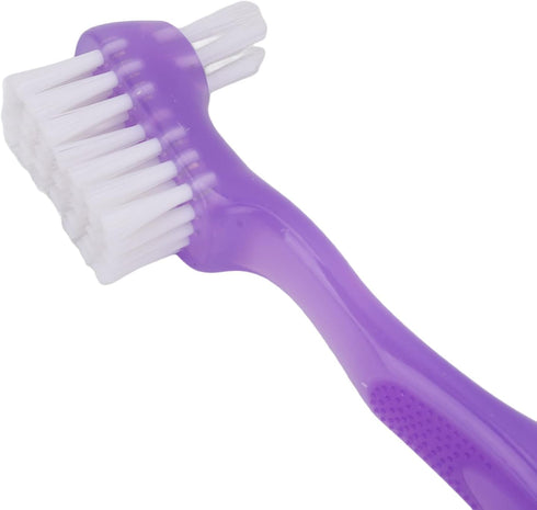 False Teeth Cleaning Brush, Elderly Portable False Teeth Container Denture Brush False Teeth Cleaning Home Travel(Purple)...
