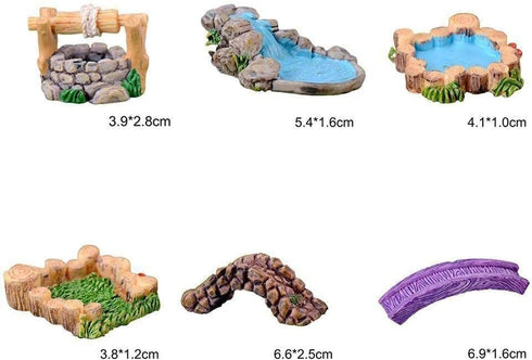 1Pc Green Wooden Pile Grassland Made Resin DIY Miniature Mini Water Pool Fairy Garden Lawn Ornament for Mountain Dollhouse Decor Craft Garden Scul...