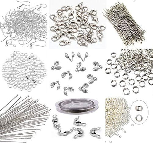 Approx X 400 Jewelry Making Beads Mix Starter Kit for Beginners in Purple Gold & Green Jewelry Findings...