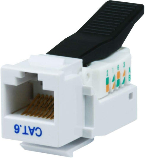 Monoprice Cat6 RJ45 Toolless Keystone Jack - For 22-24AWG Solid Wire, For Use With Wall Plate or Ethernet Panel, White...