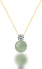 Jade Bead with Diamond Pendant Good Fortune Natural Jade Ball Necklace Gold Plated 925 Sterling Silver Necklace mothers day gifts for Women...