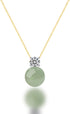Jade Bead with Diamond Pendant Good Fortune Natural Jade Ball Necklace Gold Plated 925 Sterling Silver Necklace mothers day gifts for Women...