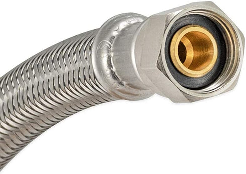 Eastman 12 Inch Flexible Faucet Connector Supply Line, Stainless Steel Braided Hose, 3/8 Inch Compression Outlet x 3/8 Inch Compression Inlet Conn...