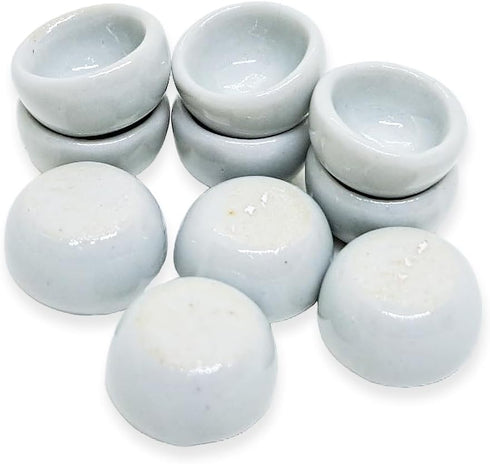 ½" Inch Diameter White Round Ceramic Sauce Bowls Set Of 10 Pieces Tiny Tableware - Miniature Plate Crockery Cutlery Kitchen Utensil Hand Made Pain...