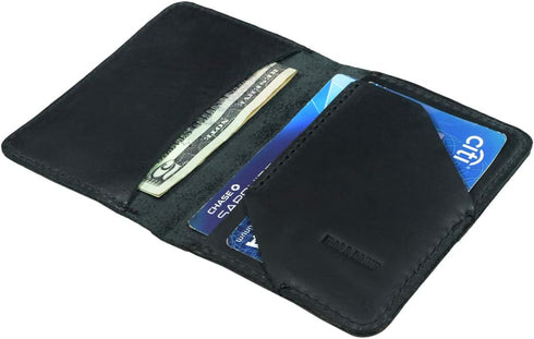 Hide & Drink, Leather Bifold Card Wallet Diagonal, Holds Up to 5 Cards Plus Folded Bills, Cash Organizer, Accessories, Handmade :: Charcoal Black...
