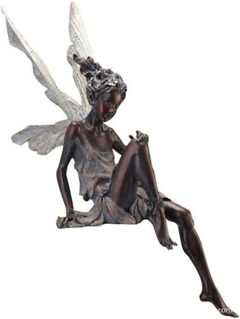 Sitting fairy garden statue,angel garden statues outdoor,Fairy Gifts for Women garden fairy figurines outdoor decor (Brown)...