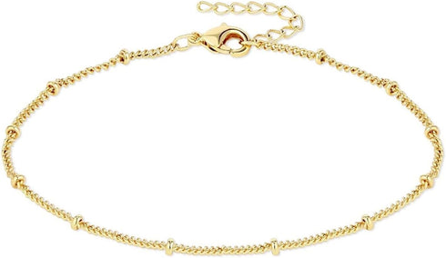 Womens Dainty Gold Chain Bracelet,Simple Layered Chain Bracelets,Beaded Turquoise Bracelet,Charm Crystal Bar,Heart,Karma,Triangle,Pearl Bracelets ...
