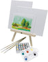 KINGART Artist Painting Set with 6 Vivid Acrylic Paint Colors, 12" Easel, 4 Canvas Panels, 3 Brushes, Painting Palette - School, Students, Beginne...