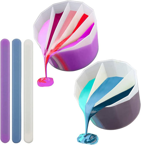 AFUNTA 3/5 Cavity Split Cups for Paint Pouring, Reusable Silicone Split Cup for Acrylic Pouring with 3 PCS Silicone Stir Sticks...