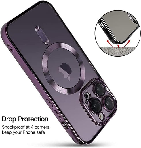 Phone Case 14 ProMax 6.7 Inch Magnetic with Camera Lens Protector Full Protection Silicone Net Shockproof Protective (Dark Purple)...