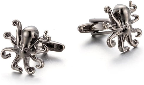 Octopus Cufflinks for Men, Norse Viking Octopus Cufflinks, Silver Octopus Cuff Links, Octopus Shirt Tuxedo Cufflinks, Punk Animal Cufflinks French...