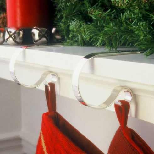 Haute Decor The Original MantleClip Stocking Holder, 4 Pack (Silver) Hang Christmas Stockings, Lights, Garland securely from Fireplace mantels and...