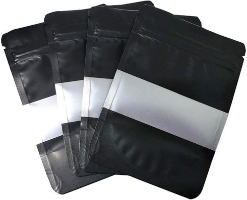 PABCK 100 Pcs 3.9x5.9 inch Matte Black Resealable Stand Up Bags with Window Heat Seal Bulk Food Storage Packaging Foil Pouches...
