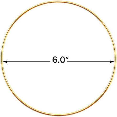 SUNTQ Macrame Hoops Ring for Dream Catcher Metal Crafts Round Brass Plated 6inch(Gold,Pack of 10)...