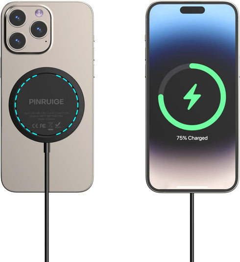 Wireless Charger, 15W Max Fast Magnetic Wireless Charging Pad Compatible with iPhone 15/14/13/12 Series, AirPods Pro 2 with AC Adapter Black...
