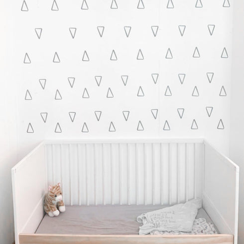 The Boho Design Vieli Arte Grey Transparent Triangles Hand Drawn. Wall Vinyl Sticker Decal Decor Nursery 60 pcs. Adhesive Tribal Triangle for Kids...