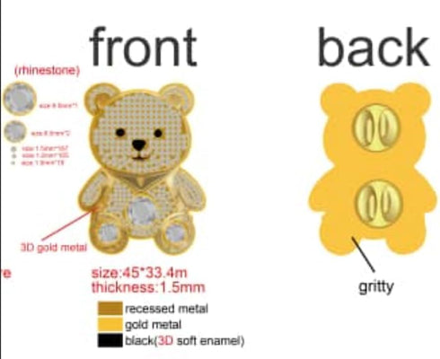 1.5"" Rhinestone Bear Brooch | Bear Pin | Brooch Aesthetic Enamel Pin...