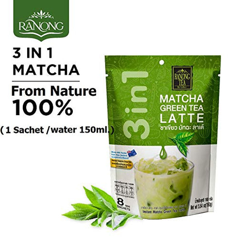 Ranong Tea Matcha Green Tea Latte Instant Drink Mix 8 Sachets...