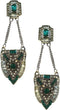 Extra Long Art Deco Antique Retro Vintage Style Flapper Green Emerald Rhinestone Wedding Bridal Prom Dangle Earrings...