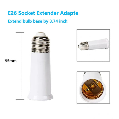 E26 Socket Extender, E26 to E26 Standard Medium Base, 3.7 inch Extension Socket Adapter, Light Bulb Socket Extension, Lamp Holder Adapter?3 Pack?...