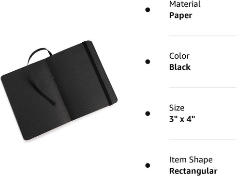 Pentalic Traveler Midnight Sketch Black Paper Journal, 160 Pages, Black (3" x 4")...