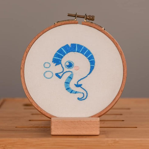 Ebherys Level1 hand embroidery kit for beginners starters,not cross stitch, 2 cute patterns 2 hoops needlepoint kit, DIY work instructions (Sea Ho...