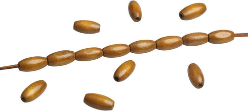 50Pcs Brown Oval Wood Tube Beads 20 x 10mm Barrel Natural Wooden Loose Spacer Beads for Bead Crafts Making (3mm Hole)...