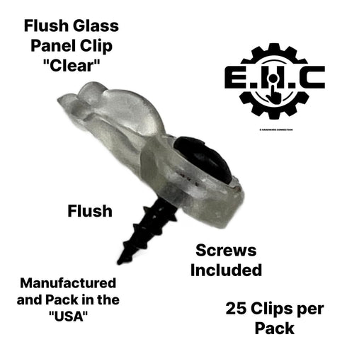 Glass Cabinet Panel Retainer Clips with Screws 25 Clips (Choose Your Offset and Color) by E.H.C. (Clear, 0/0 Flush)...