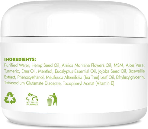 8.5 oz Pain Relief Cream - Maximum Strength - Arnica, MSM, Turmeric, Emu Oil, Menthol, Aloe - for Discomfort in Muscles, Joints, Knees, Back, Elbo...