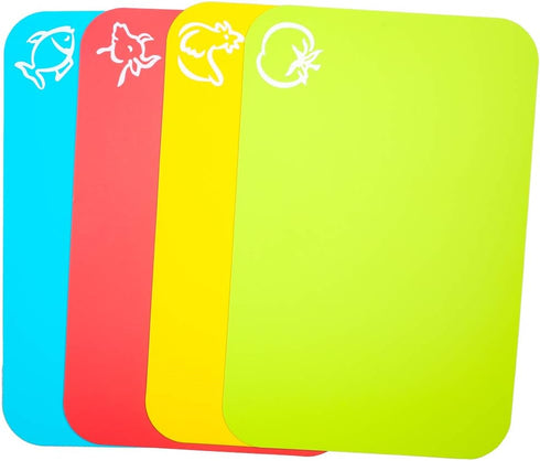 Small Flexible Plastic Cutting Board Mats, 2 Pack Cutting Boards Mats With Food Icons, Gripped Back and Dishwasher Safe, Set of 4,7.5x11.4inch (2)...