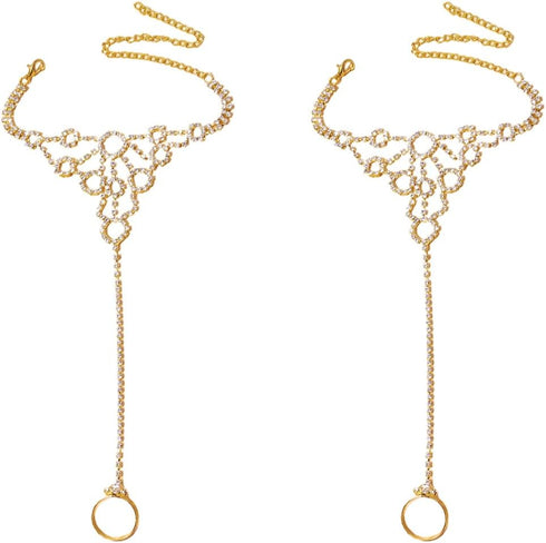 Kokoma Circle Rhinestone Barefoot Sandals for Women Foot Chain Anklets Summer Ankle Bracelets Ring CZ Bohemian Lady's Beach Foot Jewelry Party Acc...
