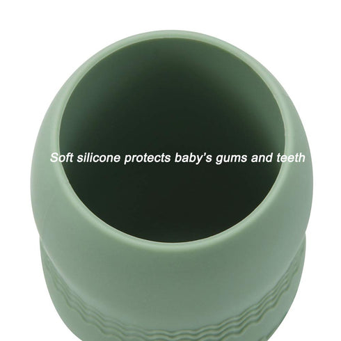 PandaEar 2 Pack100% Tiny Silicone Drinking Training Cup for Baby and Toddler (Blue/Green)...