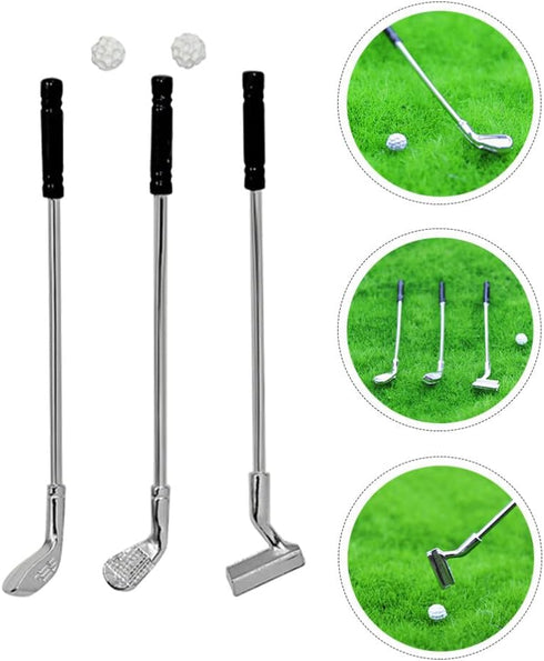 jojofuny 1 Set of Dollhouse Golfing Club, Miniature Golf Club Balls Set, Miniature Golf Clubs, Mini Golf Club Model Toys, for 1:12 Scale Dollhouse...