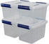 Ggbin 4 Pack 6 Quart Latching Storage Box, Small Lidded Storage Container Bin with Handle, Clear...